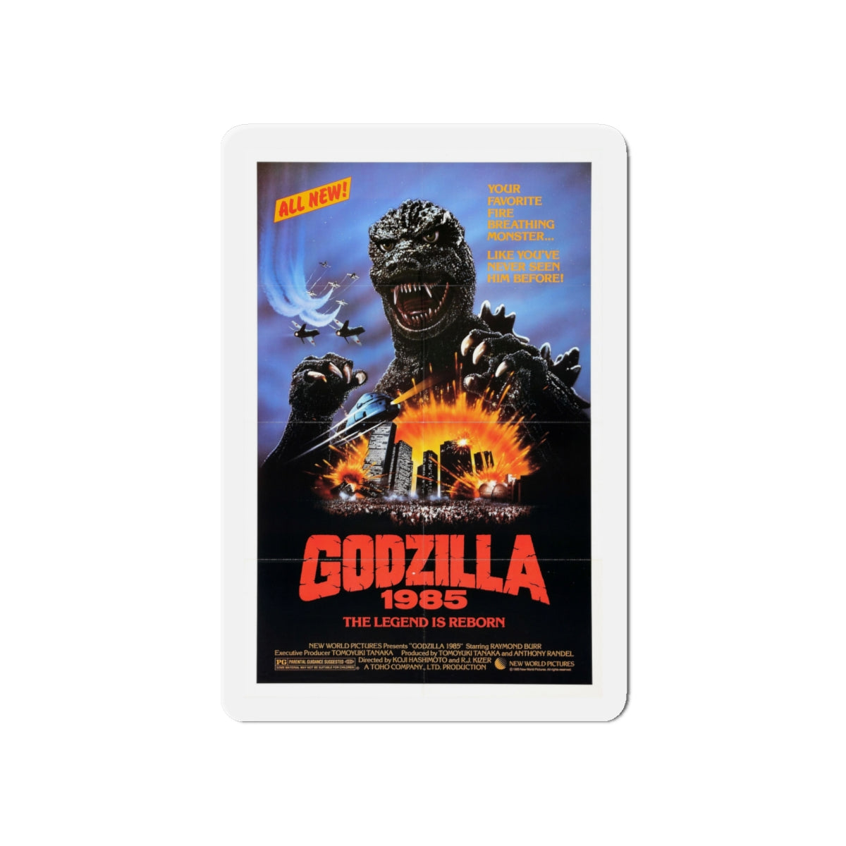 GODZILLA 1985 Movie Poster - Die-Cut Magnet-6 × 6"-The Sticker Space