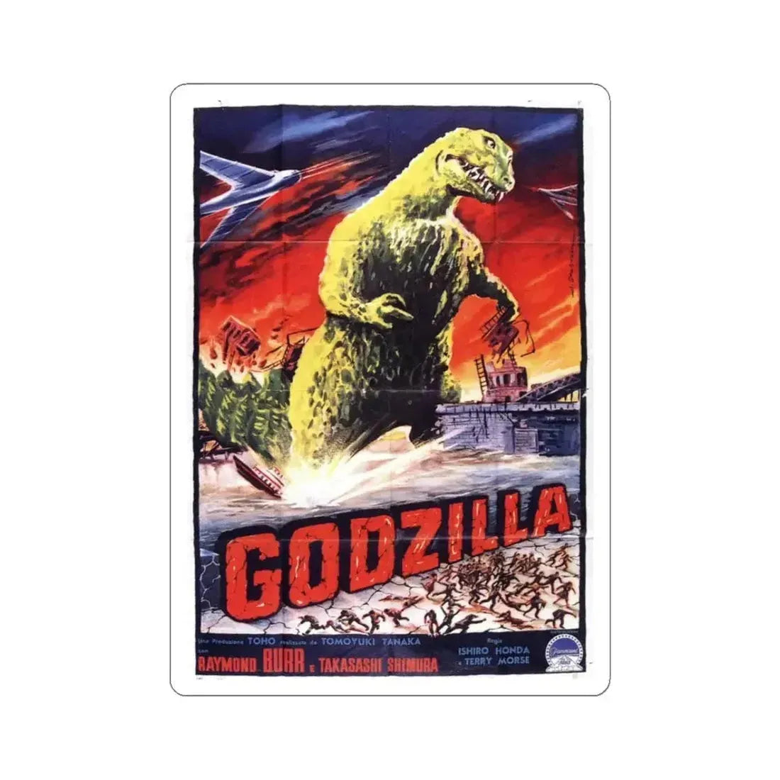GODZILLA (2) 1954 Movie Poster - STICKER Vinyl Kiss-Cut Decal 3 Inch White - The Sticker Space