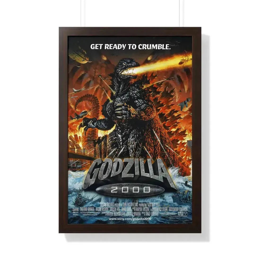 GODZILLA 2000 1999 - Framed Movie Poster 20" x 30" Walnut - The Sticker Space