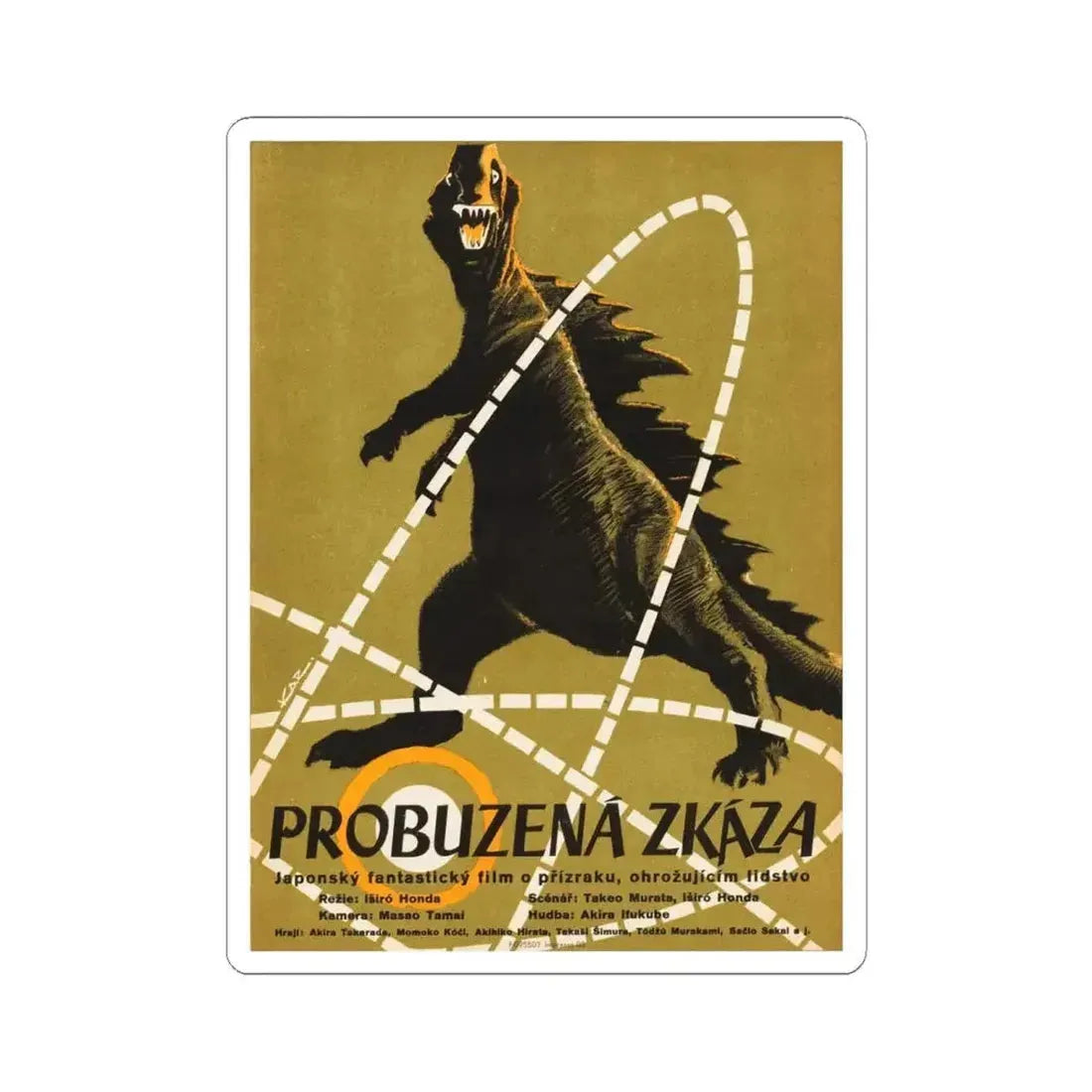GODZILLA (CHECH) 1954 Movie Poster - STICKER Vinyl Kiss-Cut Decal 6 Inch White - The Sticker Space