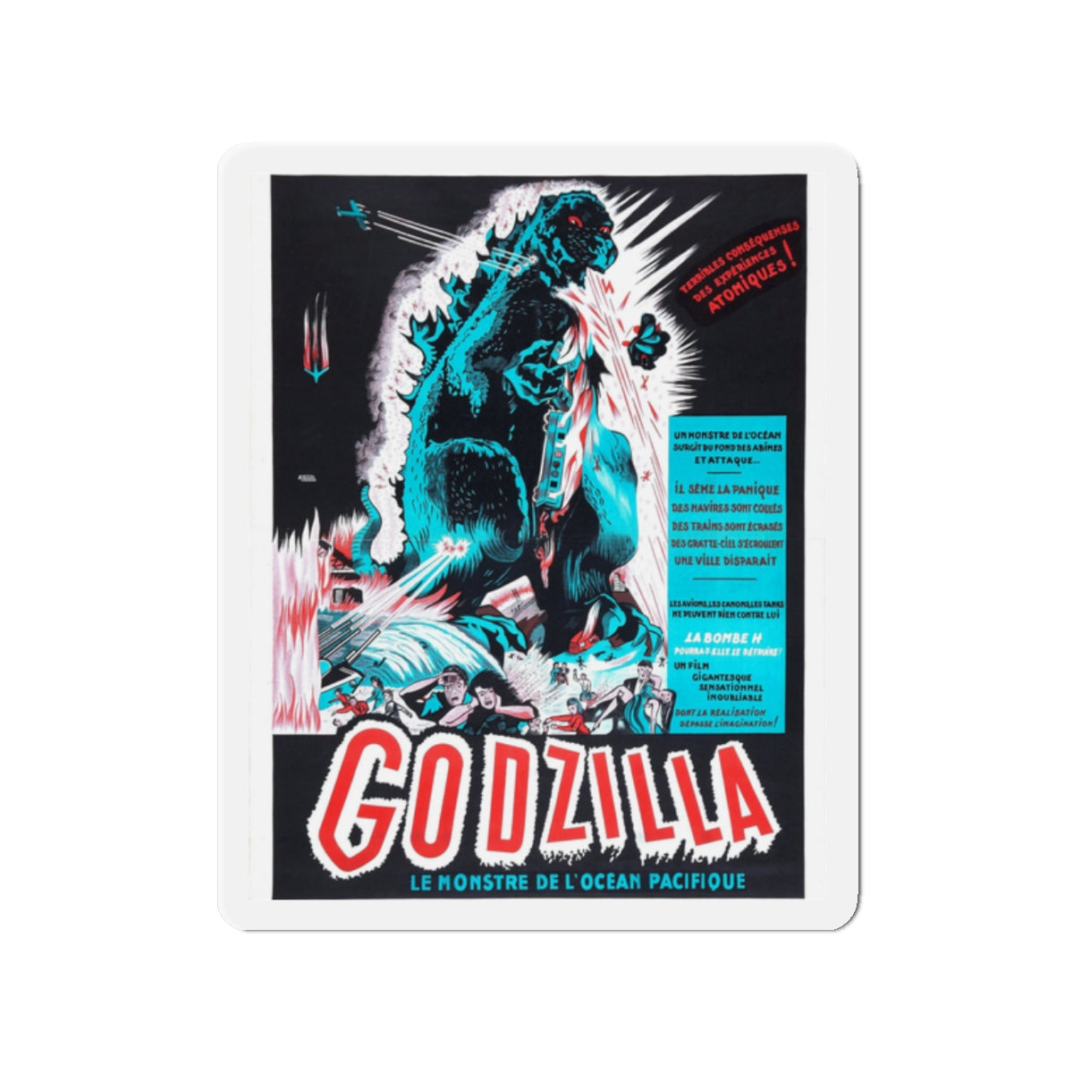 GODZILLA (FRENCH) 1954 Movie Poster - Die-Cut Magnet-2" x 2"-The Sticker Space