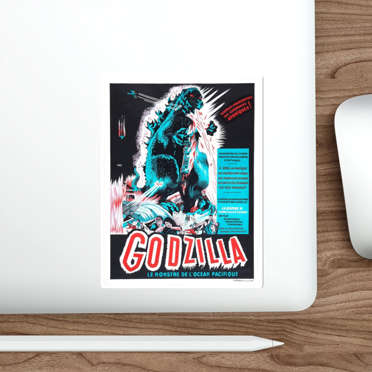 GODZILLA (FRENCH) 1954 Movie Poster STICKER Vinyl Die-Cut Decal-The Sticker Space