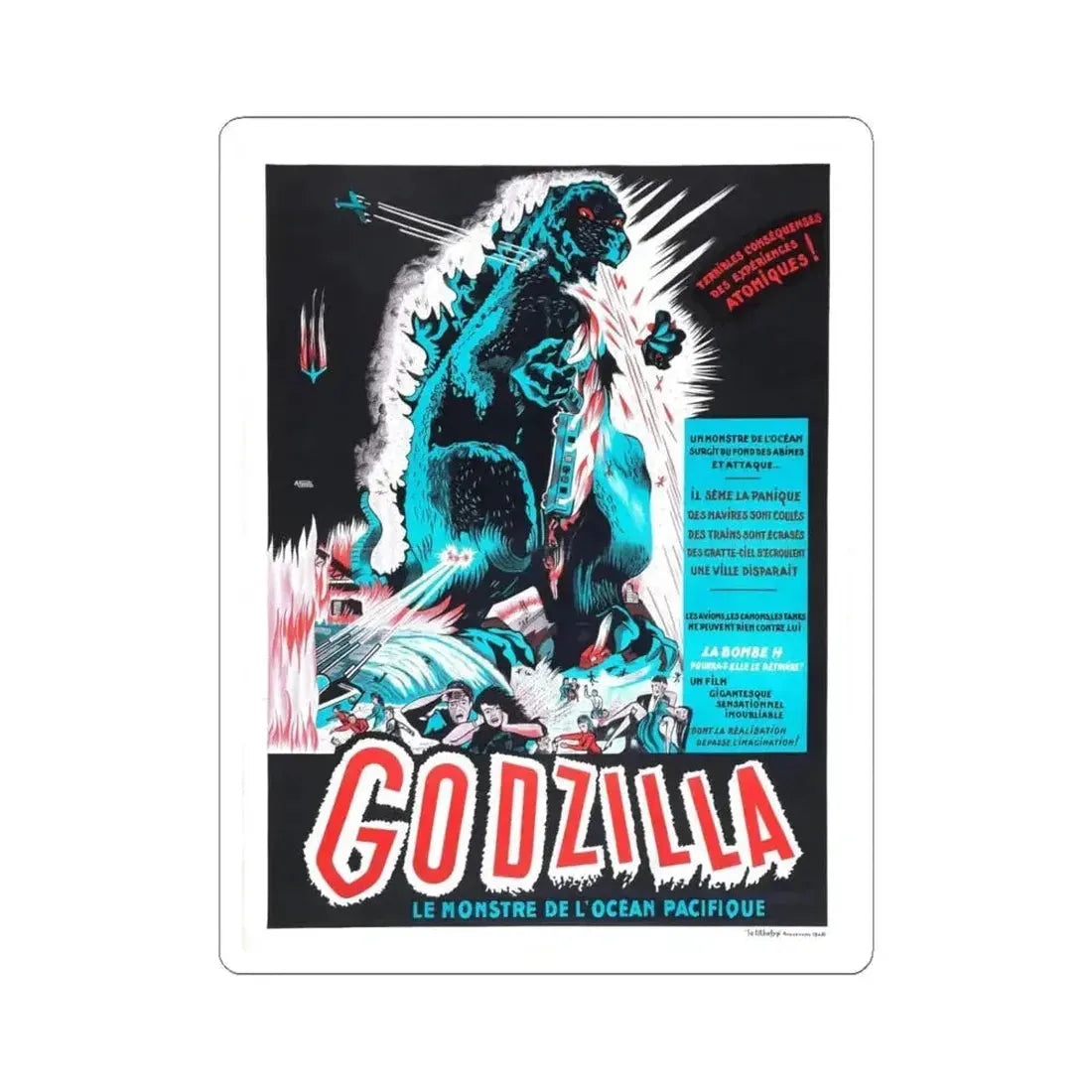 GODZILLA (FRENCH) 1954 Movie Poster - STICKER Vinyl Kiss-Cut Decal 6 Inch White - The Sticker Space