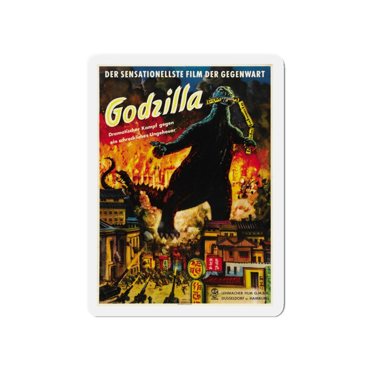 GODZILLA (GERMAN) 1954 Movie Poster - Die-Cut Magnet-5" x 5"-The Sticker Space