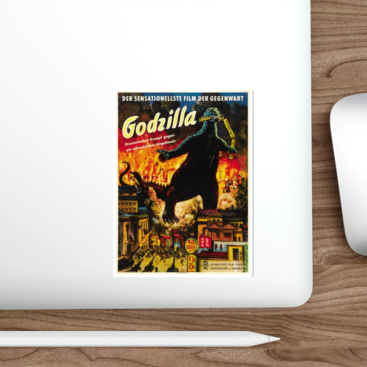 GODZILLA (GERMAN) 1954 Movie Poster STICKER Vinyl Die-Cut Decal-The Sticker Space