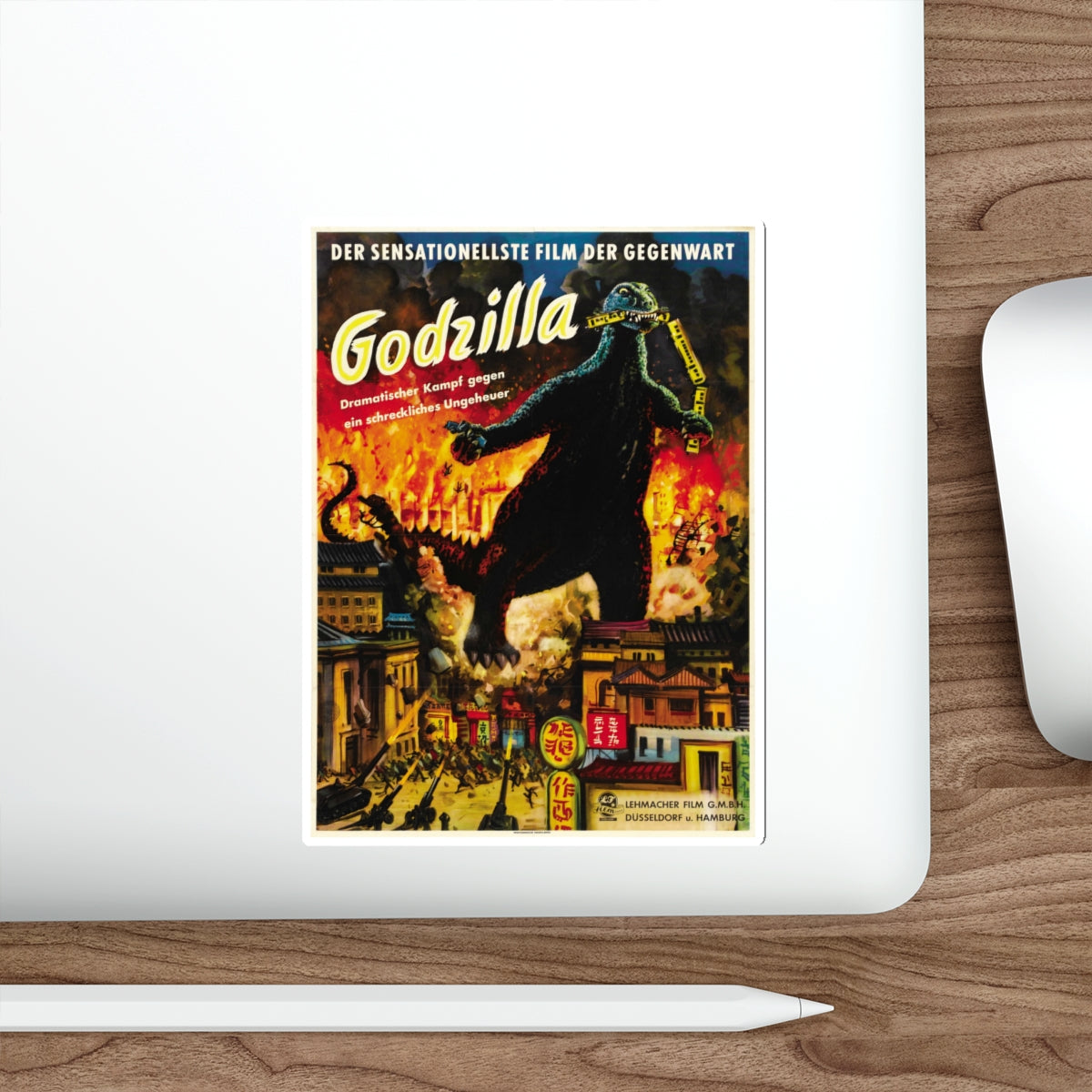 GODZILLA (GERMAN) 1954 Movie Poster STICKER Vinyl Die-Cut Decal-The Sticker Space