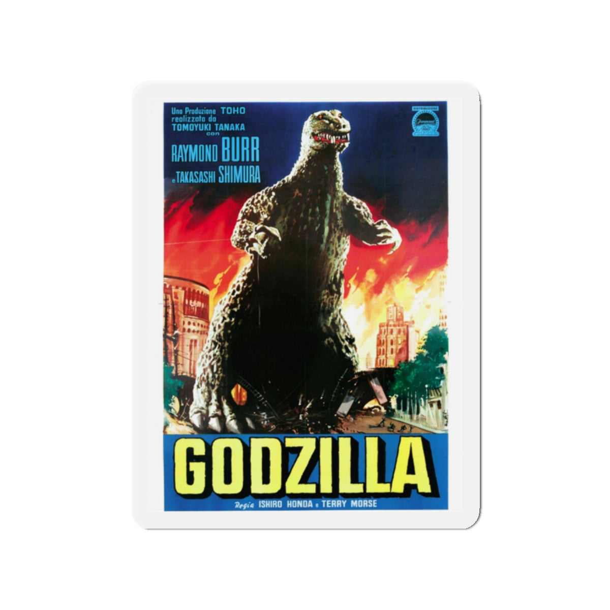 GODZILLA (ITALIAN) 1954 Movie Poster - Die-Cut Magnet-2" x 2"-The Sticker Space