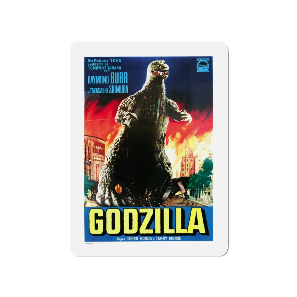 GODZILLA (ITALIAN) 1954 Movie Poster - Die-Cut Magnet-4" x 4"-The Sticker Space