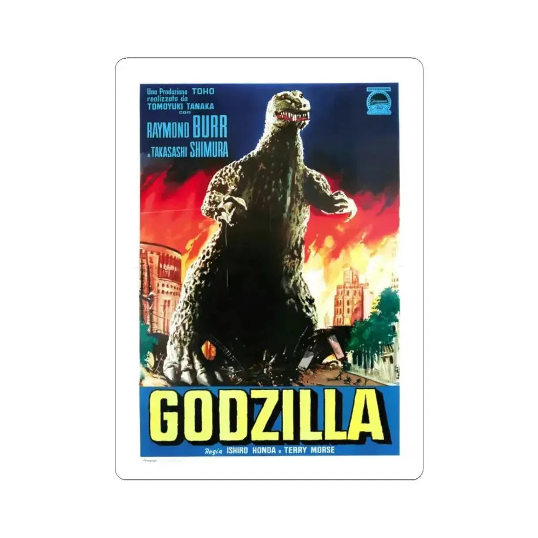 GODZILLA (ITALIAN) 1954 Movie Poster - STICKER Vinyl Kiss-Cut Decal 3 Inch White - The Sticker Space