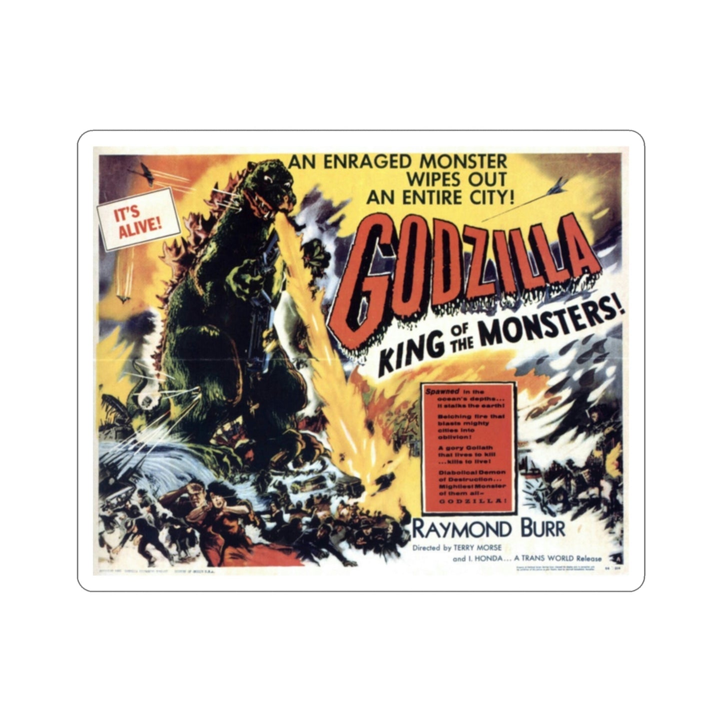 Godzilla King of the Monsters 1956 Movie Poster STICKER Vinyl Die-Cut Decal-2 Inch-The Sticker Space