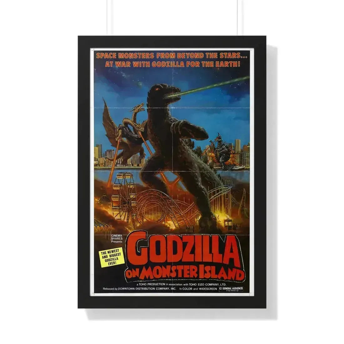 GODZILLA ON MONSTER ISLAND 1972 - Framed Movie Poster 20" x 30" Black - The Sticker Space