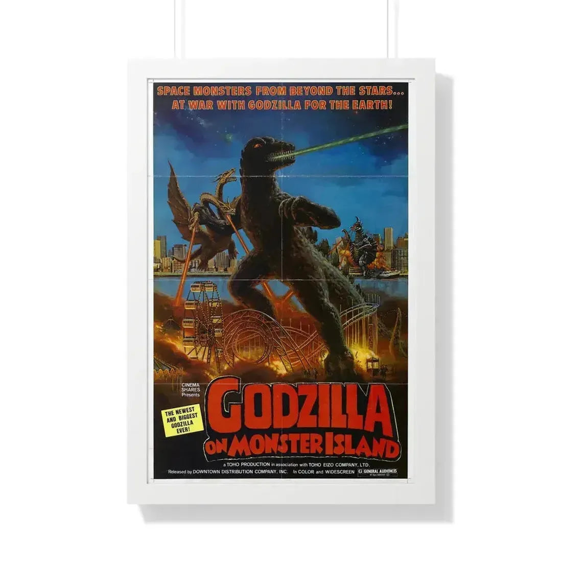 GODZILLA ON MONSTER ISLAND 1972 - Framed Movie Poster 20" x 30" White - The Sticker Space