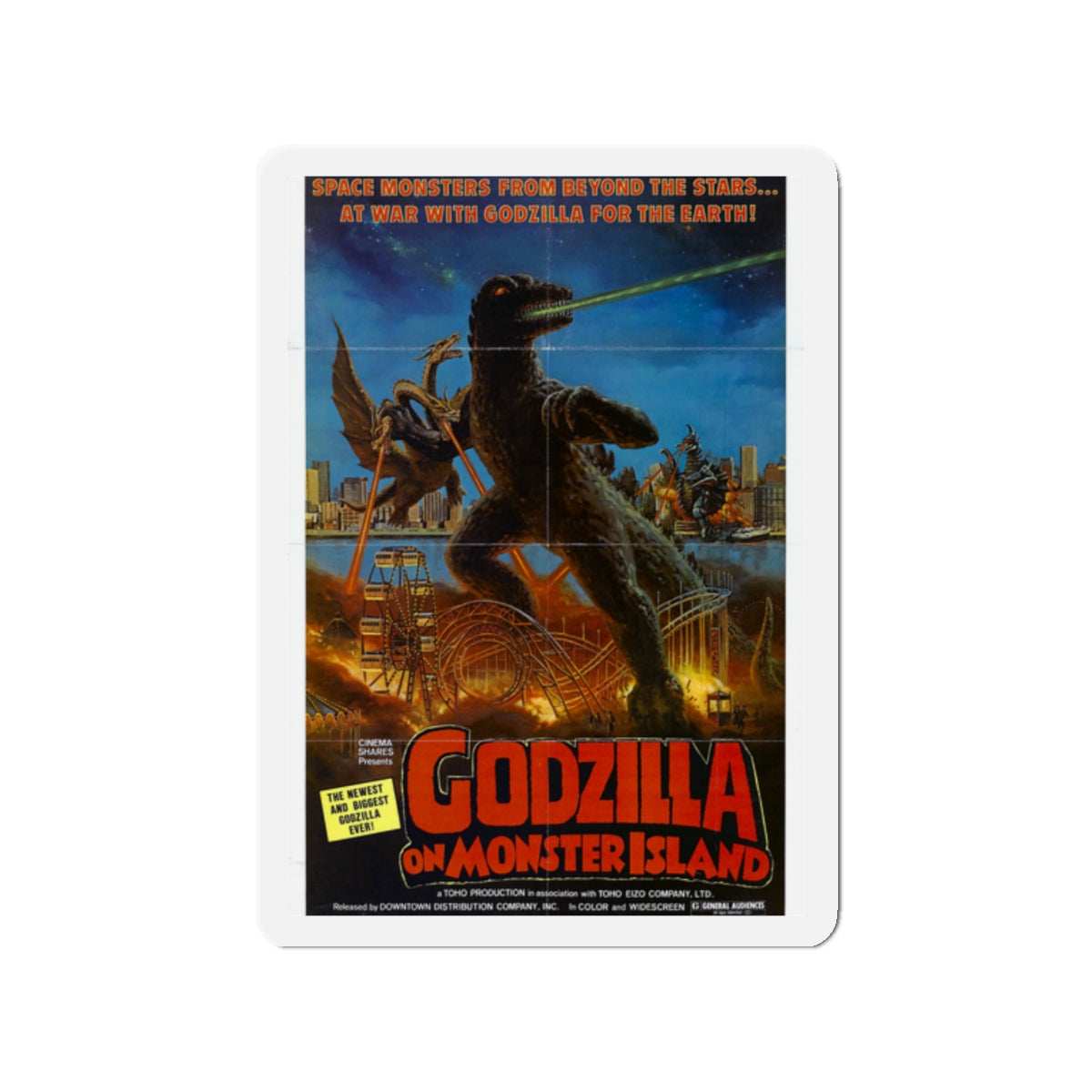 GODZILLA ON MONSTER ISLAND 1972 Movie Poster - Die-Cut Magnet-2" x 2"-The Sticker Space