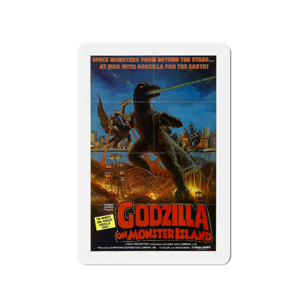 GODZILLA ON MONSTER ISLAND 1972 Movie Poster - Die-Cut Magnet-4" x 4"-The Sticker Space