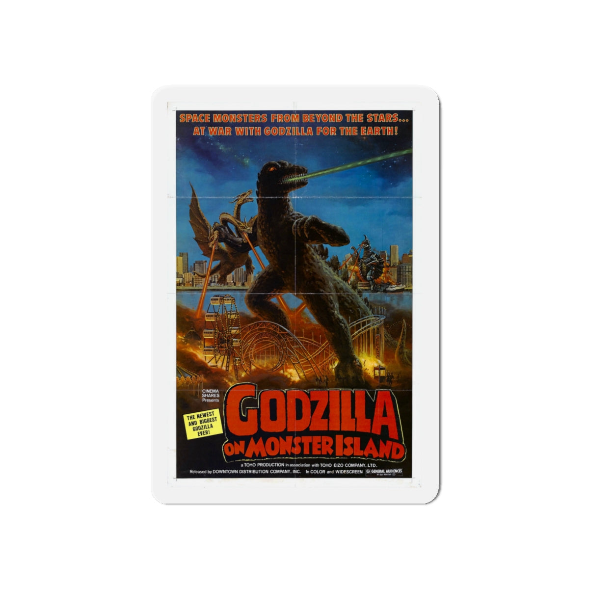 GODZILLA ON MONSTER ISLAND 1972 Movie Poster - Die-Cut Magnet-5" x 5"-The Sticker Space