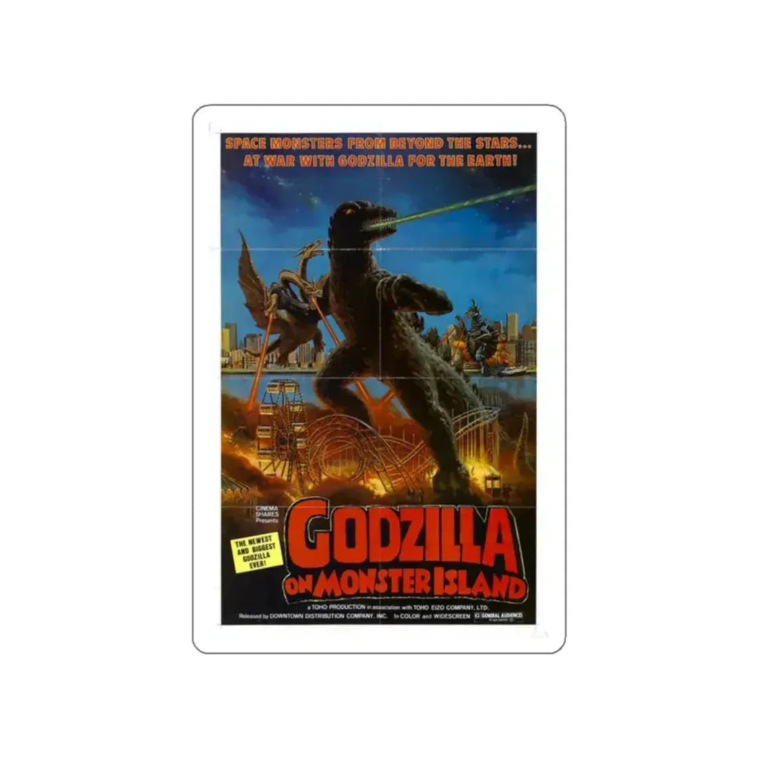 GODZILLA ON MONSTER ISLAND 1972 Movie Poster STICKER Vinyl Die-Cut Decal 2 Inch - The Sticker Space