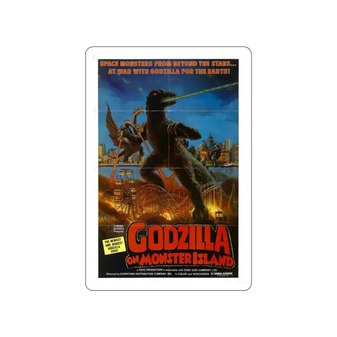 GODZILLA ON MONSTER ISLAND 1972 Movie Poster STICKER Vinyl Die-Cut Decal - The Sticker Space