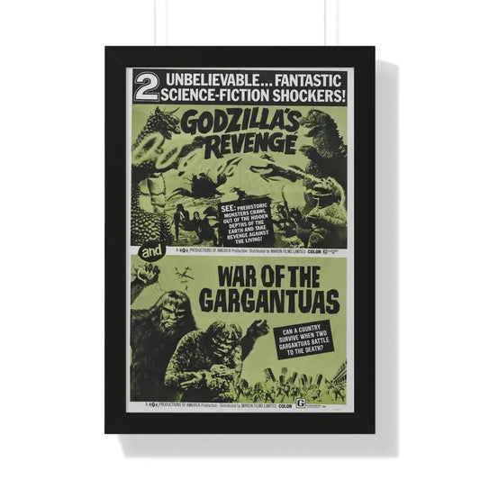 GODZILLA'S REVENGE + WAR OF THE GARGANTUAS 1969 - Framed Movie Poster 16″ x 24″ Black - The Sticker Space