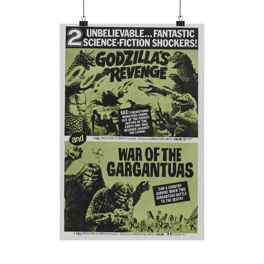 GODZILLA'S REVENGE + WAR OF THE GARGANTUAS 1969 - Paper Movie Poster 12″ x 18″ Matte - The Sticker Space