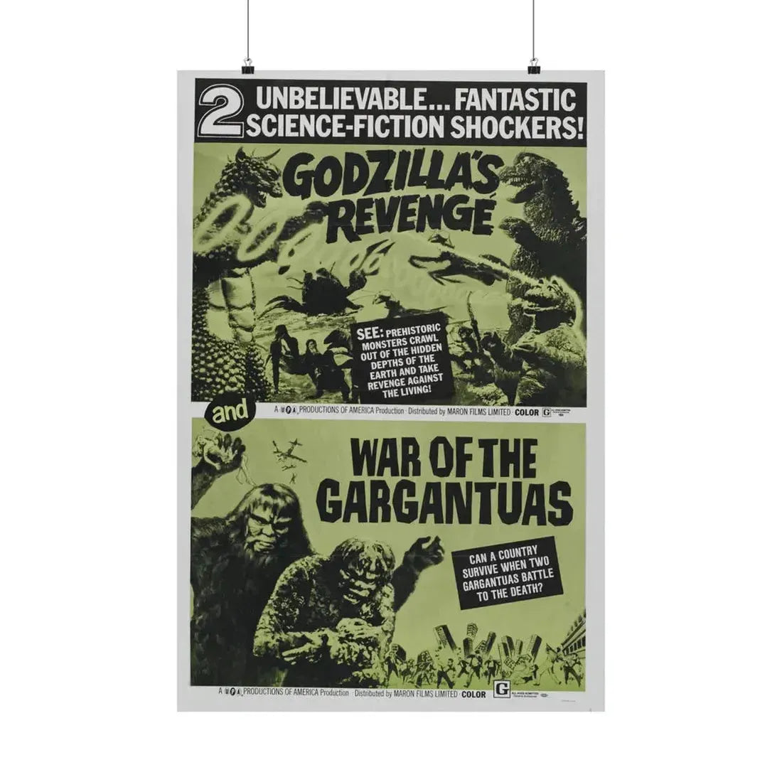 GODZILLA'S REVENGE + WAR OF THE GARGANTUAS 1969 - Paper Movie Poster 24″ x 36″ Matte - The Sticker Space