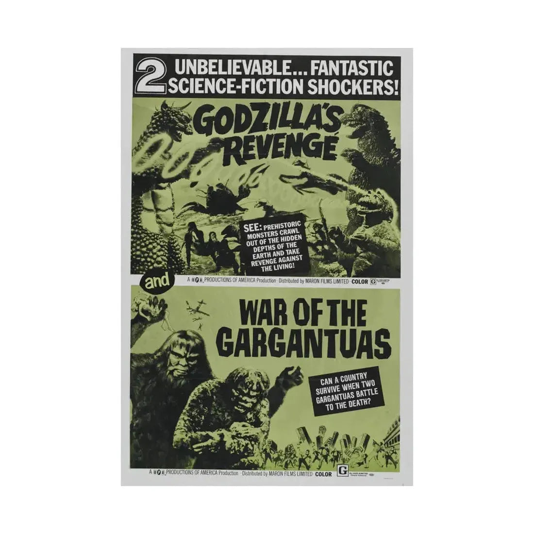 GODZILLA'S REVENGE + WAR OF THE GARGANTUAS 1969 - Paper Movie Poster - The Sticker Space