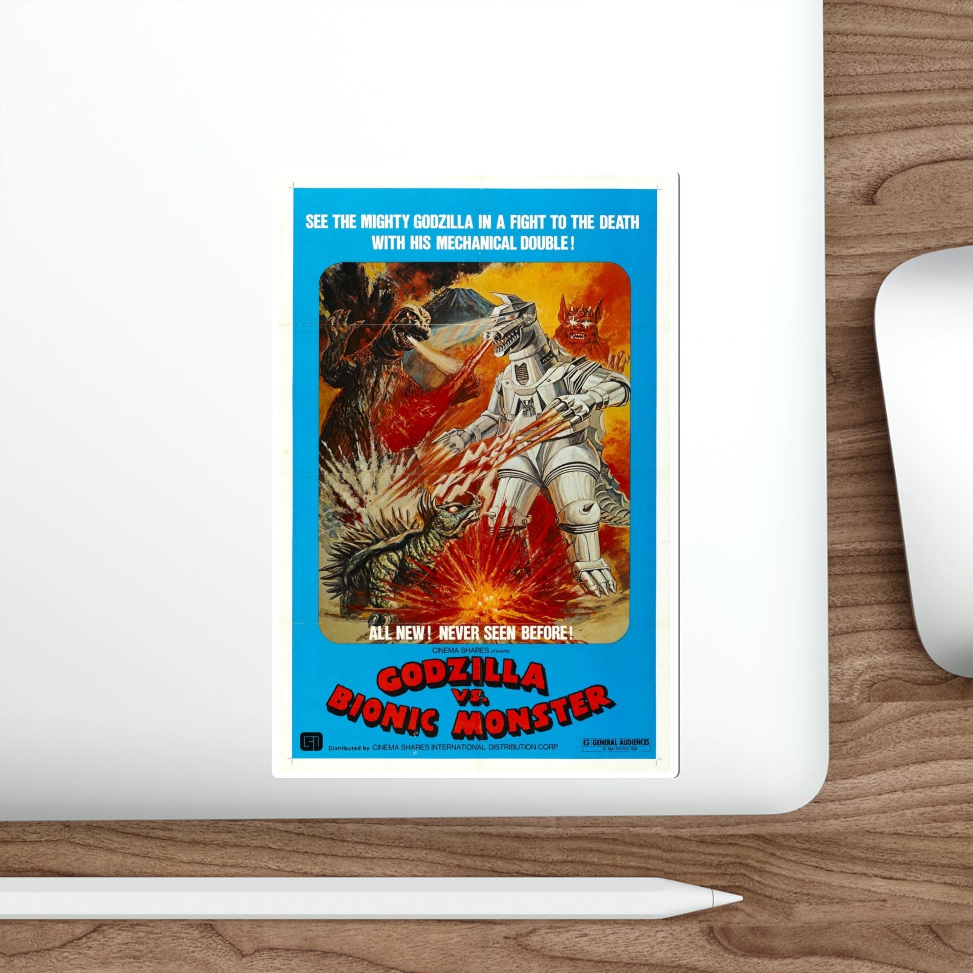 Godzilla vs Bionic Monster 1977 Movie Poster STICKER Vinyl Die-Cut Decal-The Sticker Space