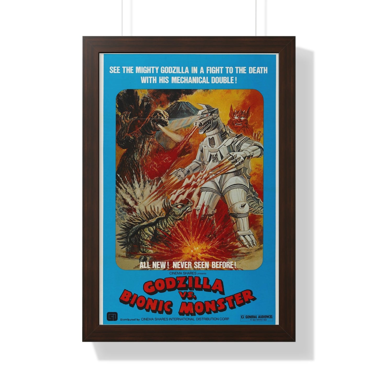 GODZILLA VS BIONIC MONSTER (GODZILLA VS MECHAGODZILLA) 1974 - Framed Movie Poster-16″ x 24″-The Sticker Space