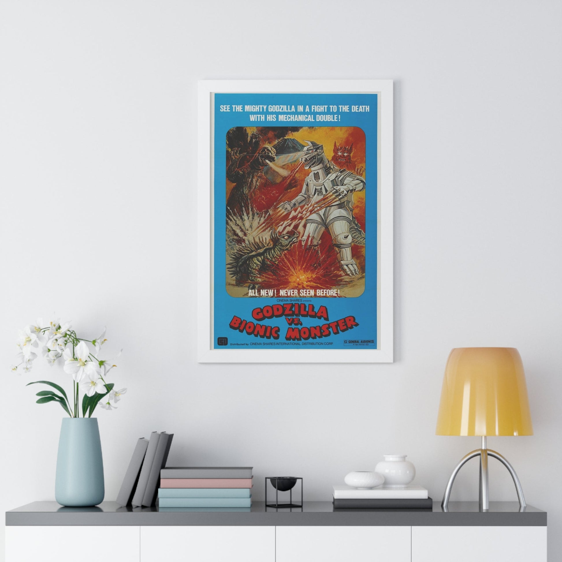 GODZILLA VS BIONIC MONSTER (GODZILLA VS MECHAGODZILLA) 1974 - Framed Movie Poster-The Sticker Space