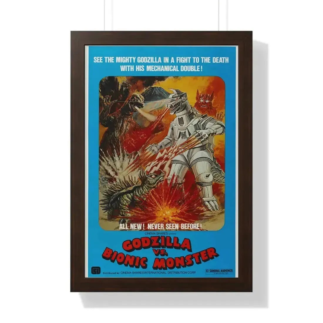 GODZILLA VS BIONIC MONSTER (GODZILLA VS MECHAGODZILLA) 1974 - Framed Movie Poster - The Sticker Space