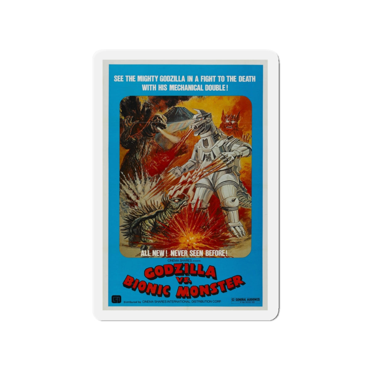 GODZILLA VS BIONIC MONSTER (GODZILLA VS MECHAGODZILLA) 1974 Movie Poster - Die-Cut Magnet-3" x 3"-The Sticker Space