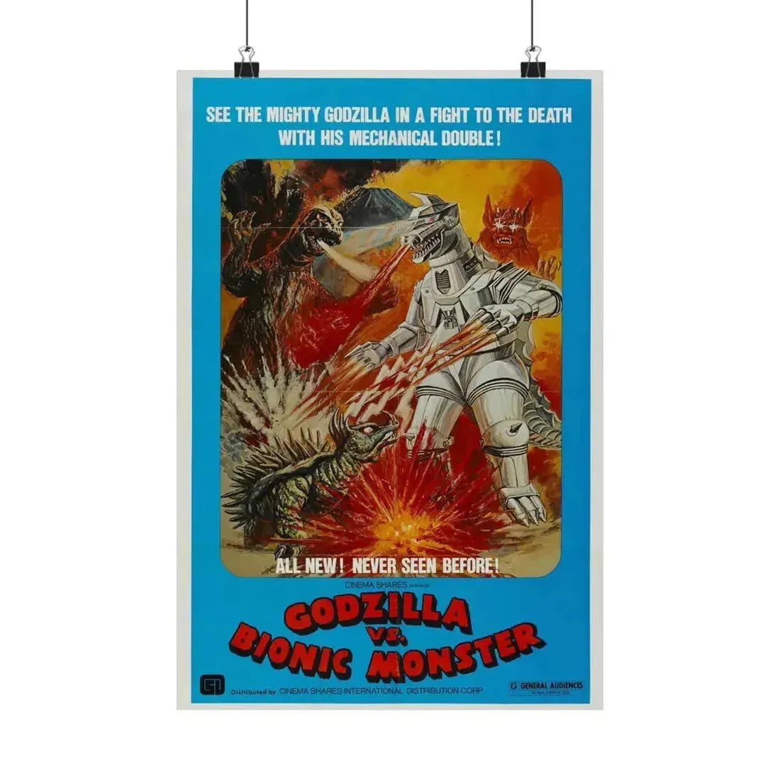 GODZILLA VS BIONIC MONSTER (GODZILLA VS MECHAGODZILLA) 1974 - Paper Movie Poster 12″ x 18″ Matte - The Sticker Space