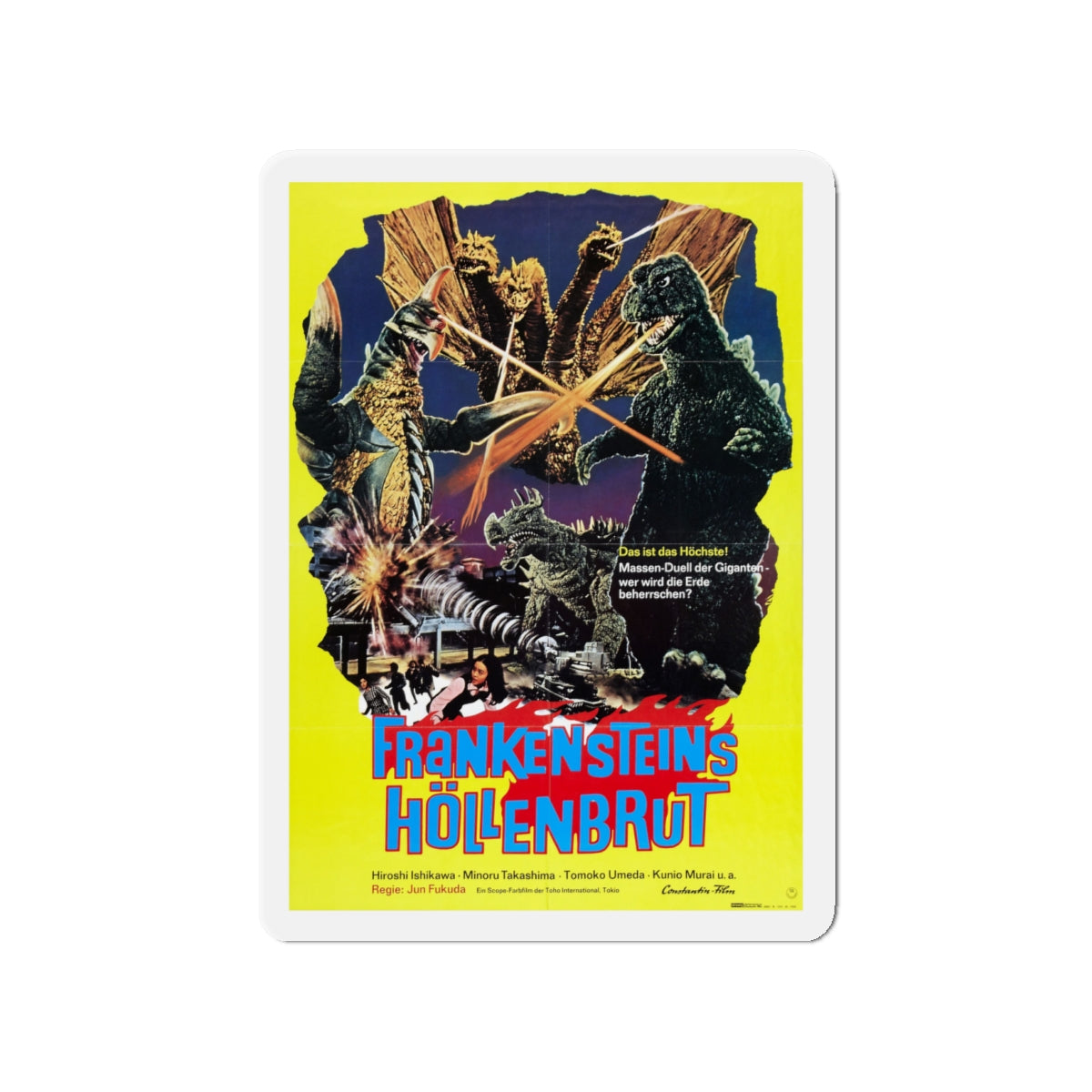 GODZILLA VS GIGAN (GERMAN) 1972 Movie Poster - Die-Cut Magnet-4" x 4"-The Sticker Space