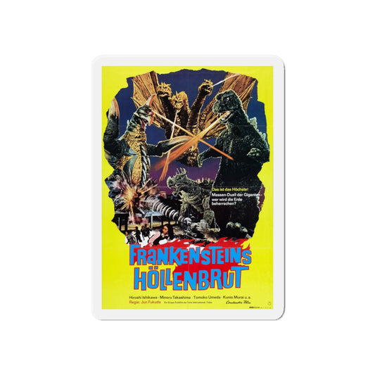 GODZILLA VS GIGAN (GERMAN) 1972 Movie Poster - Die-Cut Magnet-6 × 6"-The Sticker Space