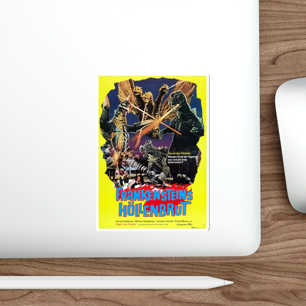 GODZILLA VS GIGAN (GERMAN) 1972 Movie Poster STICKER Vinyl Die-Cut Decal-The Sticker Space