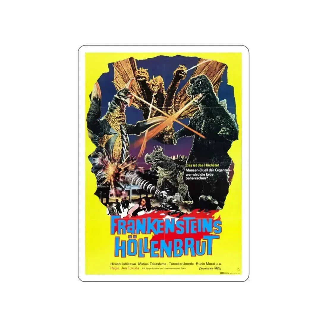 GODZILLA VS GIGAN (GERMAN) 1972 Movie Poster STICKER Vinyl Die-Cut Decal 6 Inch - The Sticker Space