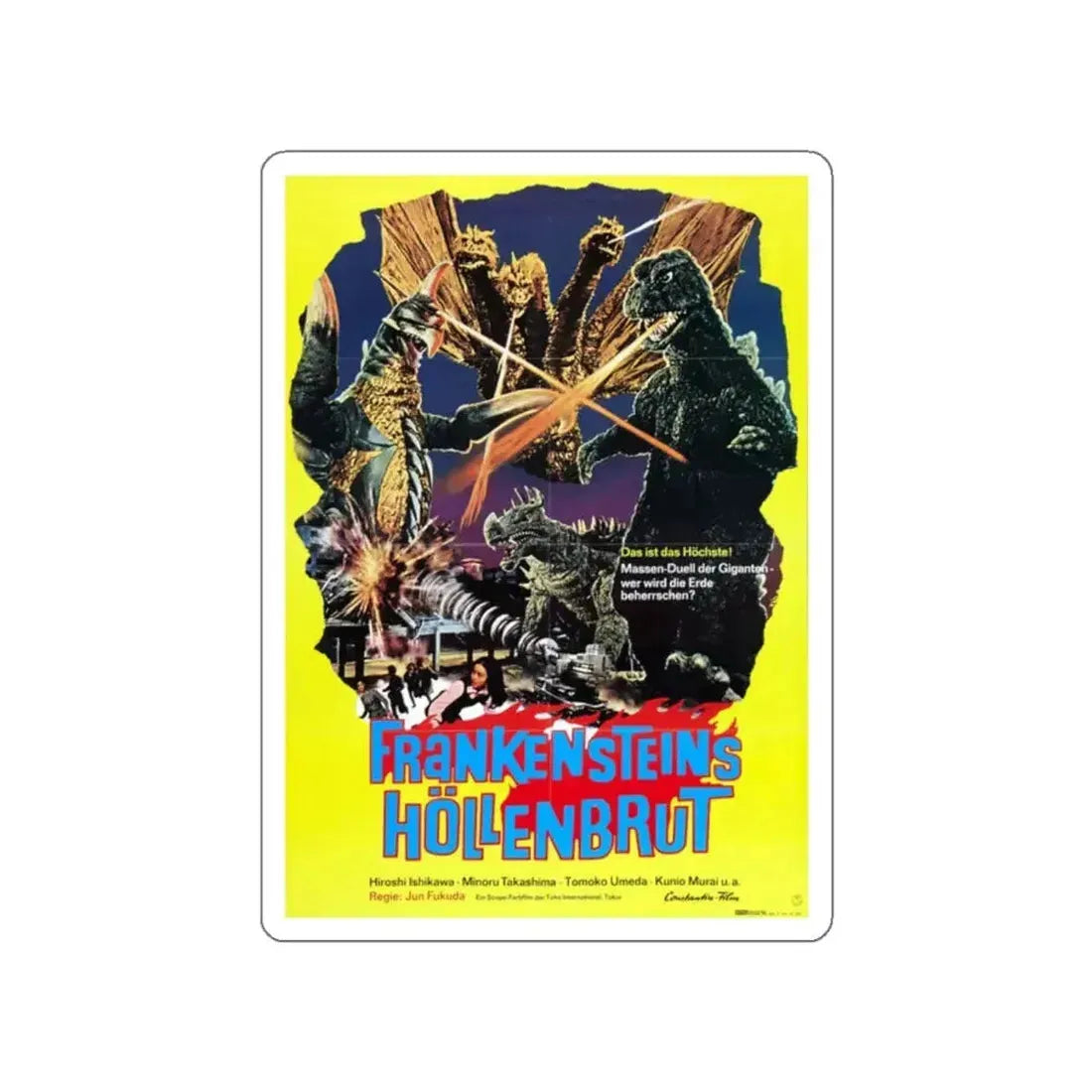 GODZILLA VS GIGAN (GERMAN) 1972 Movie Poster STICKER Vinyl Die-Cut Decal - The Sticker Space
