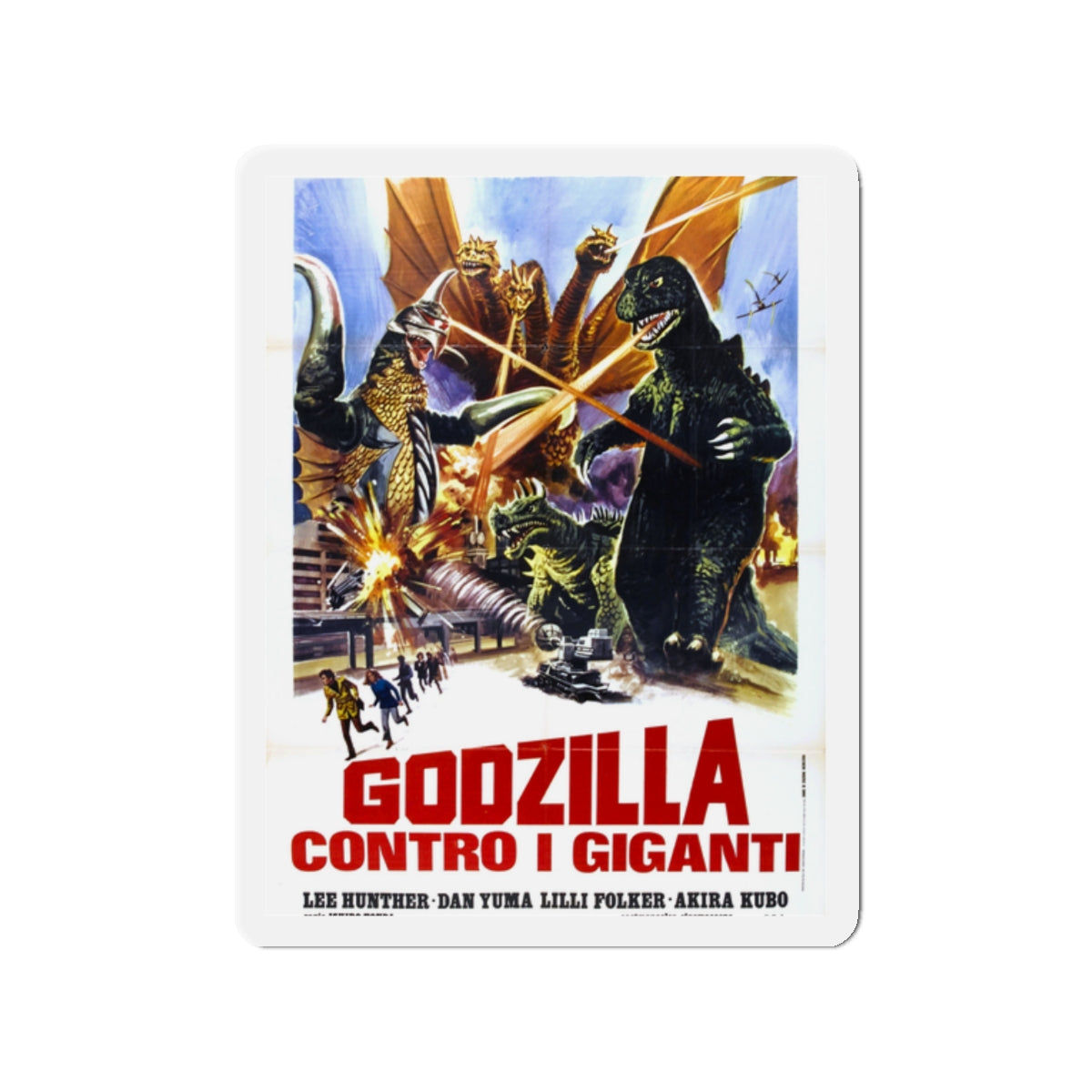 GODZILLA VS GIGAN (ITALIAN) 1972 Movie Poster - Die-Cut Magnet-2" x 2"-The Sticker Space