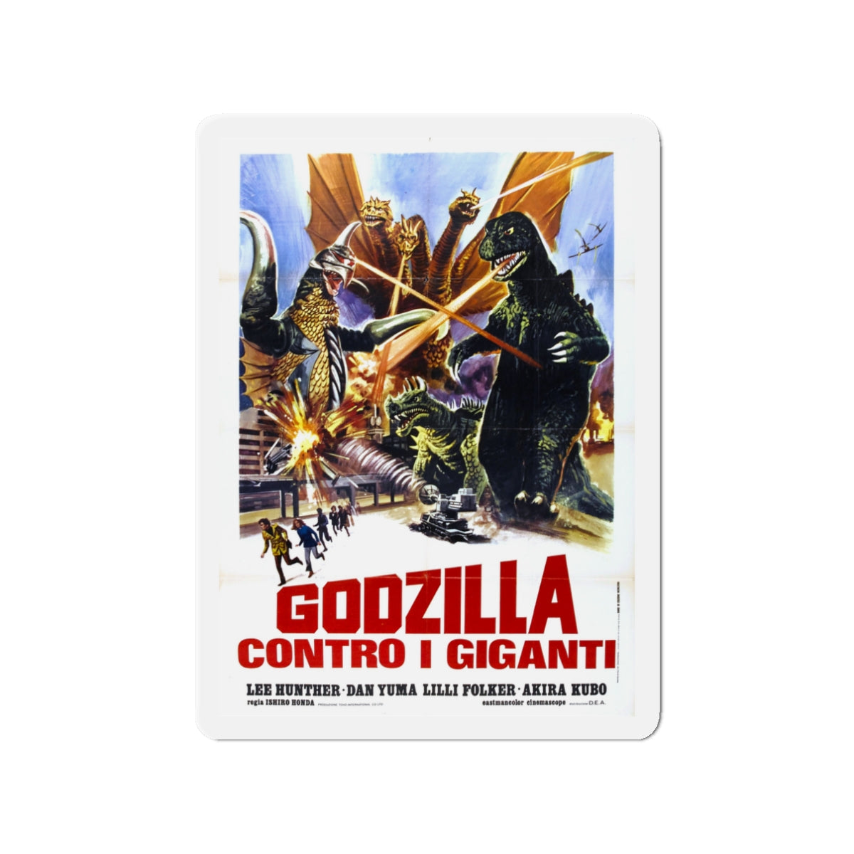 GODZILLA VS GIGAN (ITALIAN) 1972 Movie Poster - Die-Cut Magnet-3" x 3"-The Sticker Space