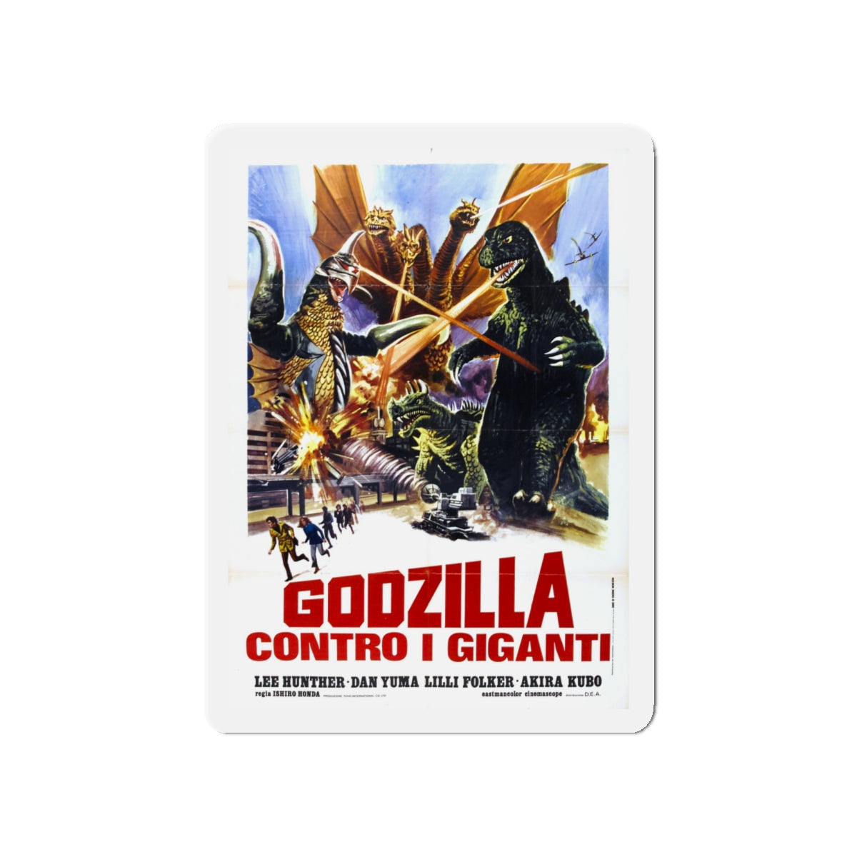 GODZILLA VS GIGAN (ITALIAN) 1972 Movie Poster - Die-Cut Magnet-5" x 5"-The Sticker Space