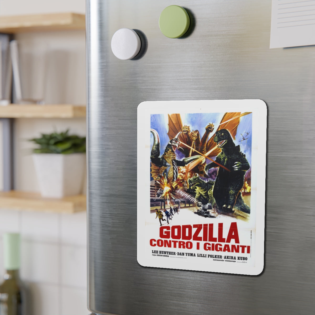 GODZILLA VS GIGAN (ITALIAN) 1972 Movie Poster - Die-Cut Magnet-The Sticker Space