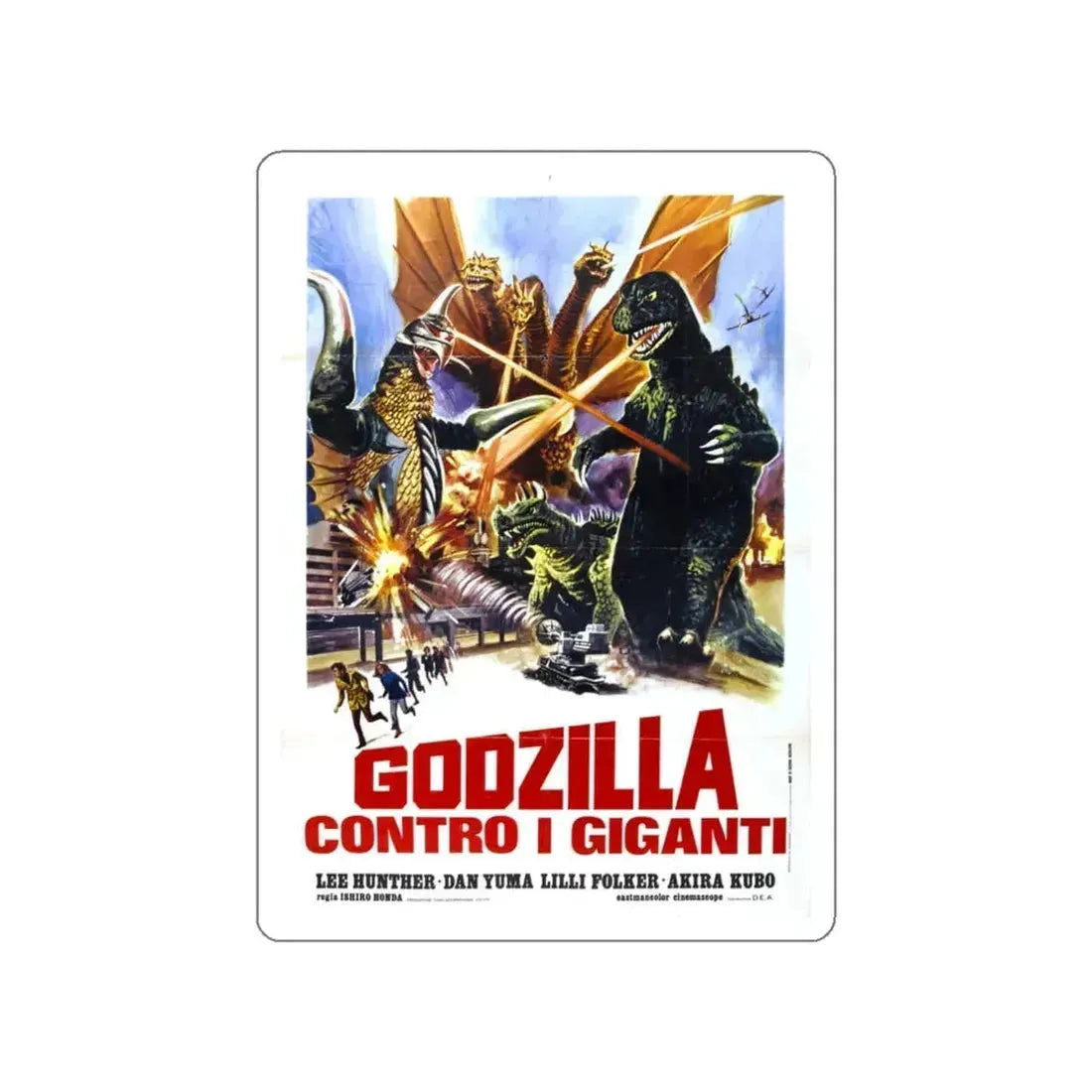 GODZILLA VS GIGAN (ITALIAN) 1972 Movie Poster STICKER Vinyl Die-Cut Decal 3 Inch - The Sticker Space