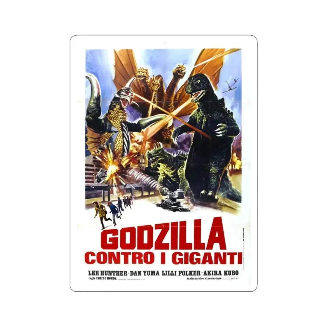 GODZILLA VS GIGAN (ITALIAN) 1972 Movie Poster - STICKER Vinyl Kiss-Cut Decal 6 Inch White - The Sticker Space