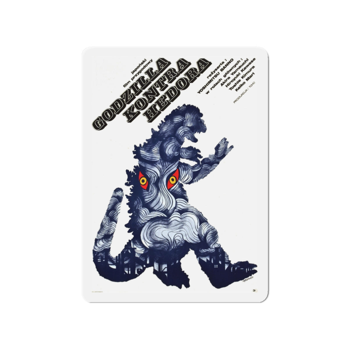 GODZILLA VS HEDORAH (POLISH) 1971 Movie Poster - Die-Cut Magnet-3" x 3"-The Sticker Space