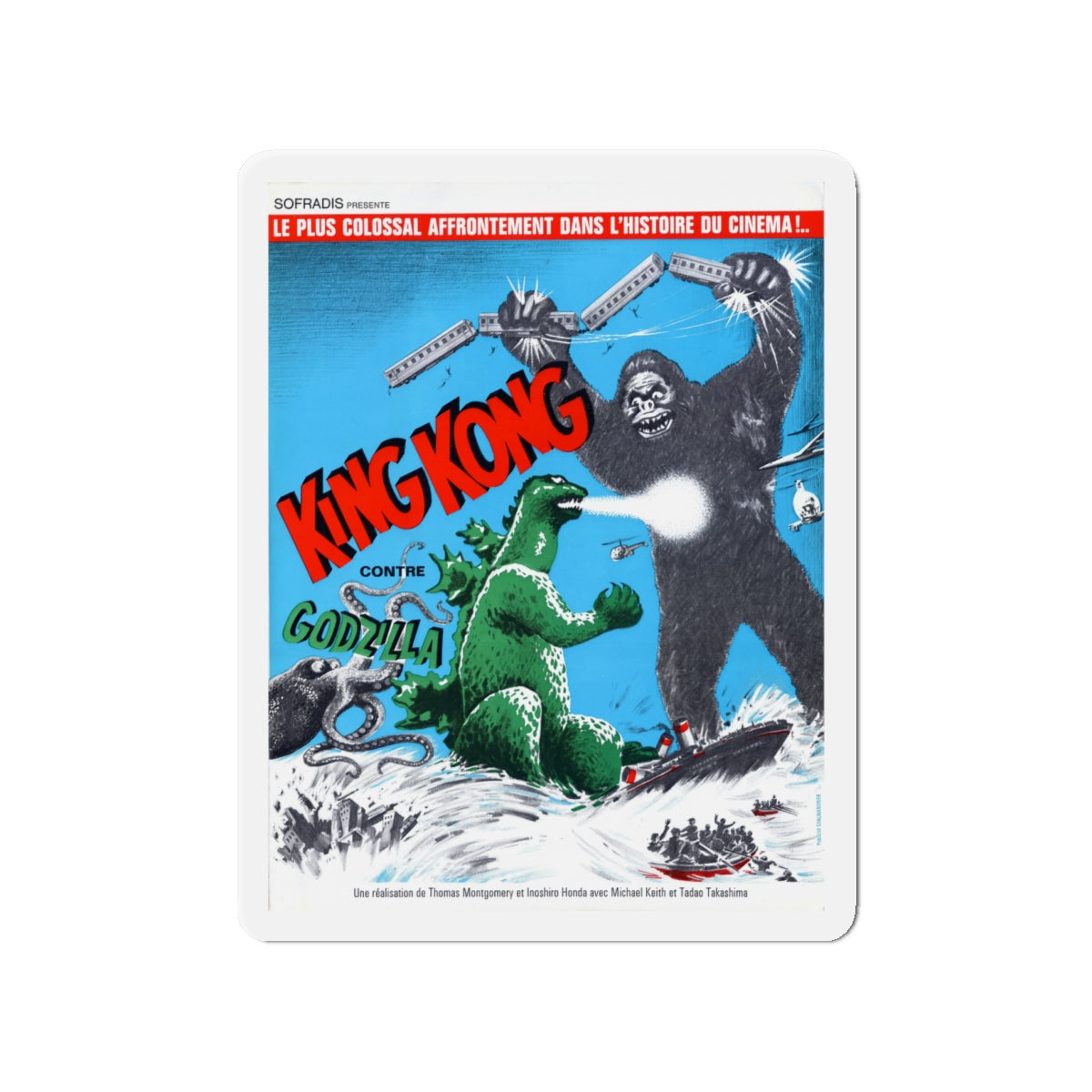 GODZILLA VS KING KONG (FRENCH) 1963 Movie Poster - Die-Cut Magnet-4" x 4"-The Sticker Space