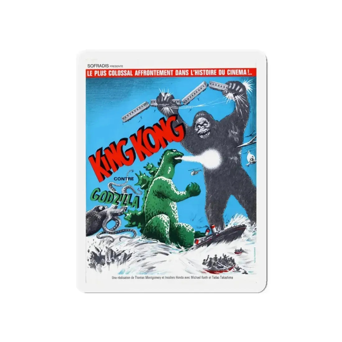 GODZILLA VS KING KONG (FRENCH) 1963 Movie Poster - Refrigerator Magnet 5 Inch - The Sticker Space
