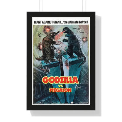 GODZILLA VS MEGALON 1973 - Framed Movie Poster 16″ x 24″ Black - The Sticker Space
