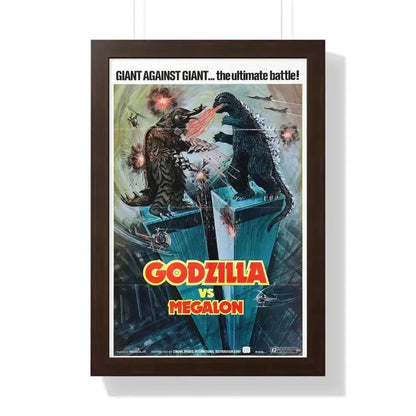 GODZILLA VS MEGALON 1973 - Framed Movie Poster 16″ x 24″ Walnut - The Sticker Space