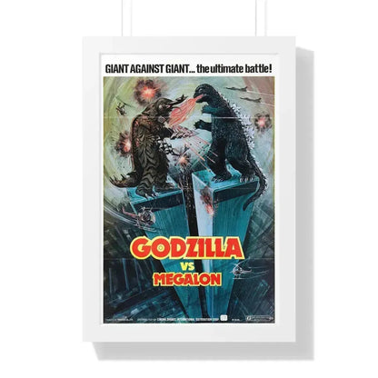 GODZILLA VS MEGALON 1973 - Framed Movie Poster 16″ x 24″ White - The Sticker Space