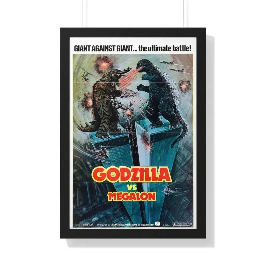 GODZILLA VS MEGALON 1973 - Framed Movie Poster 20" x 30" Black - The Sticker Space