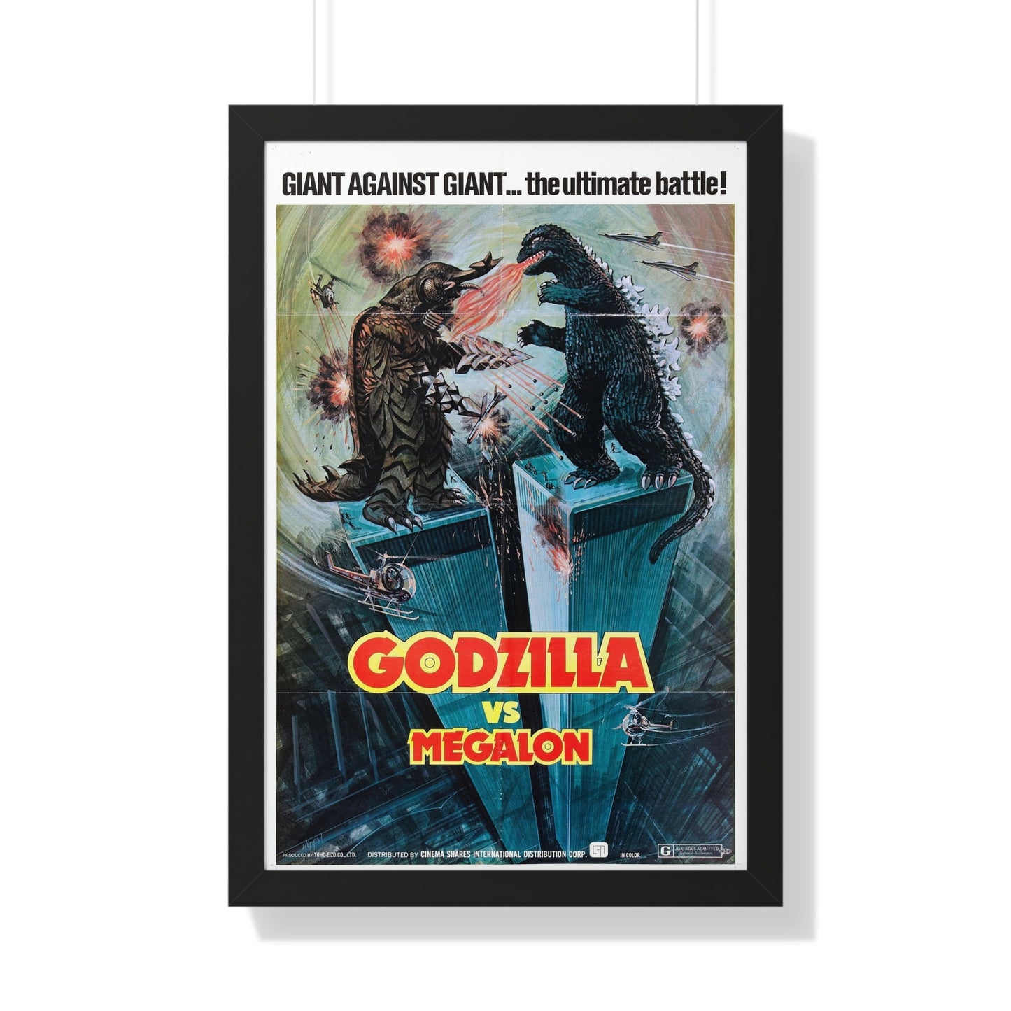 GODZILLA VS MEGALON 1973 - Framed Movie Poster-20" x 30"-The Sticker Space